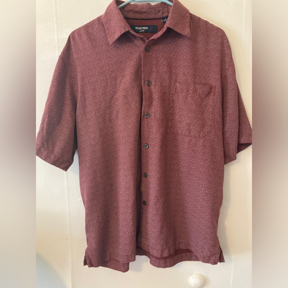 100% Silk Men’s Stylish Burgundy Casual Button-Down Shirt